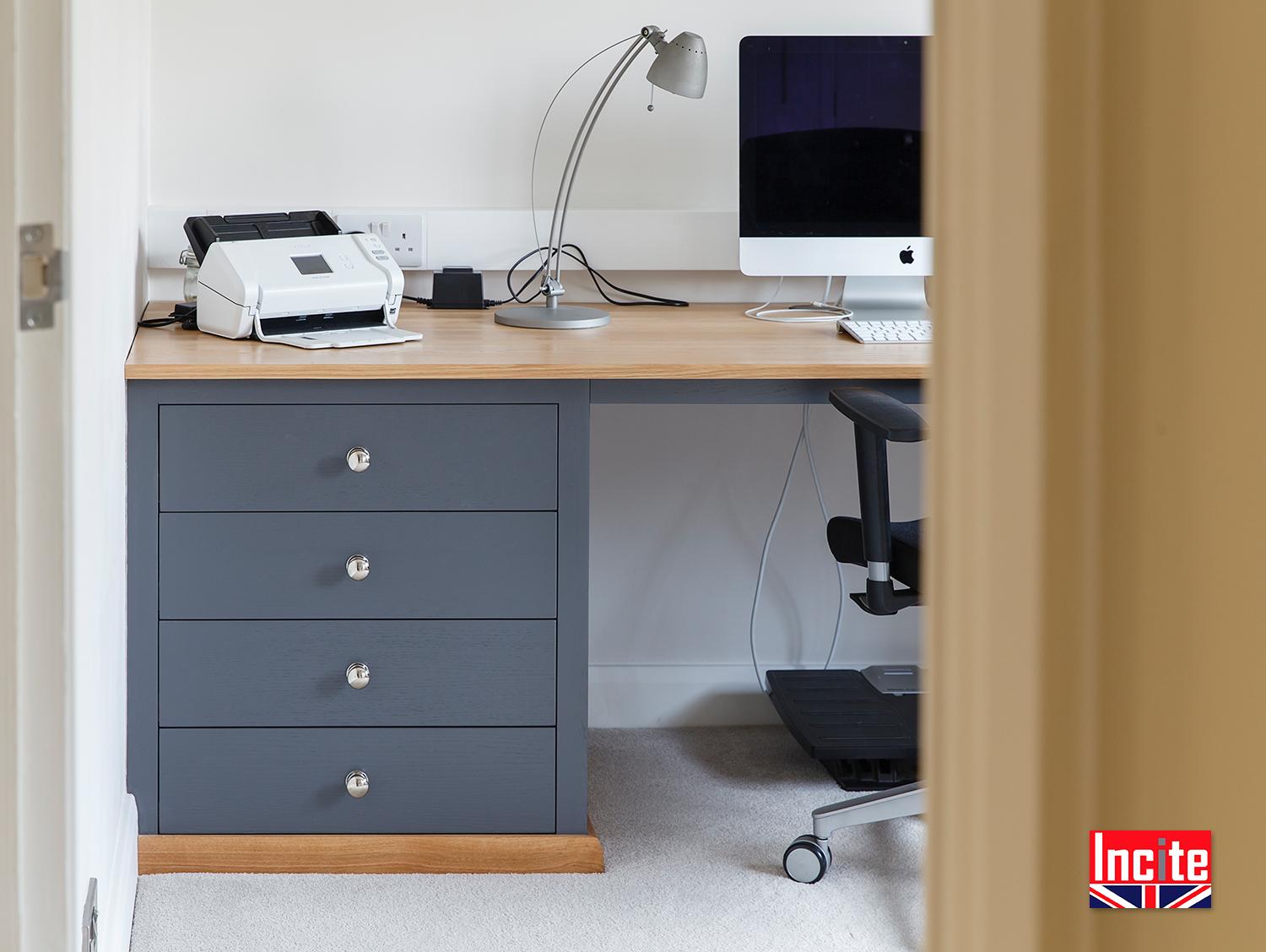 Custom Handmade Painted Oak Desk. Incite Interiors